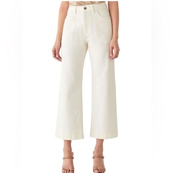 Anthropologie DL1961 Marianna Hewitt Hepburn High Rise Crop Wide Leg Jeans 32/14 - Picture 1 of 15
